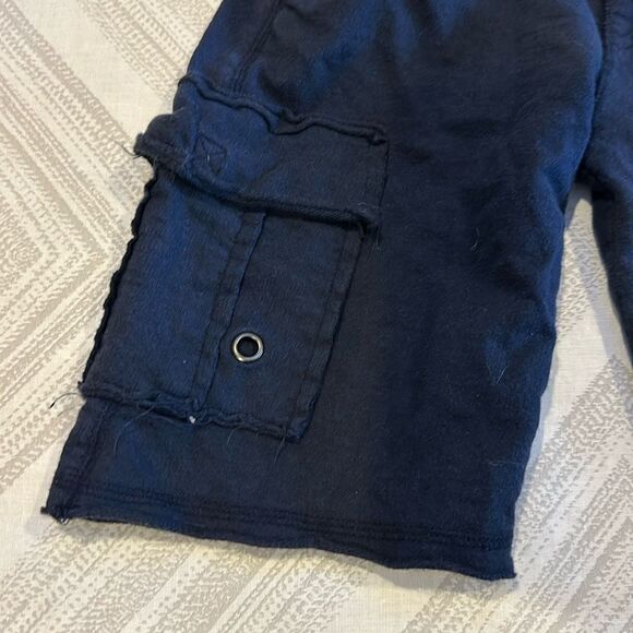 Mish Boys Navy Black Cargo Sweat Shorts - Picture 2 of 5